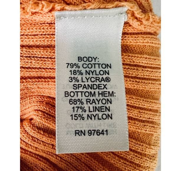 J. Jill Orange Ribbed Ruffle Edge Tee Top Blouse Large - Picture 15 of 16